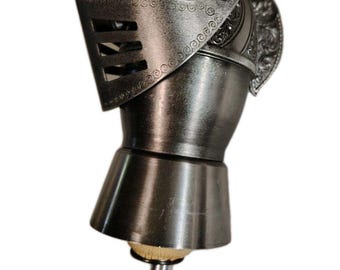 Vintage MCM Medieval Knight Helmet Liquor Pourer Stopper Metal Barware Rare