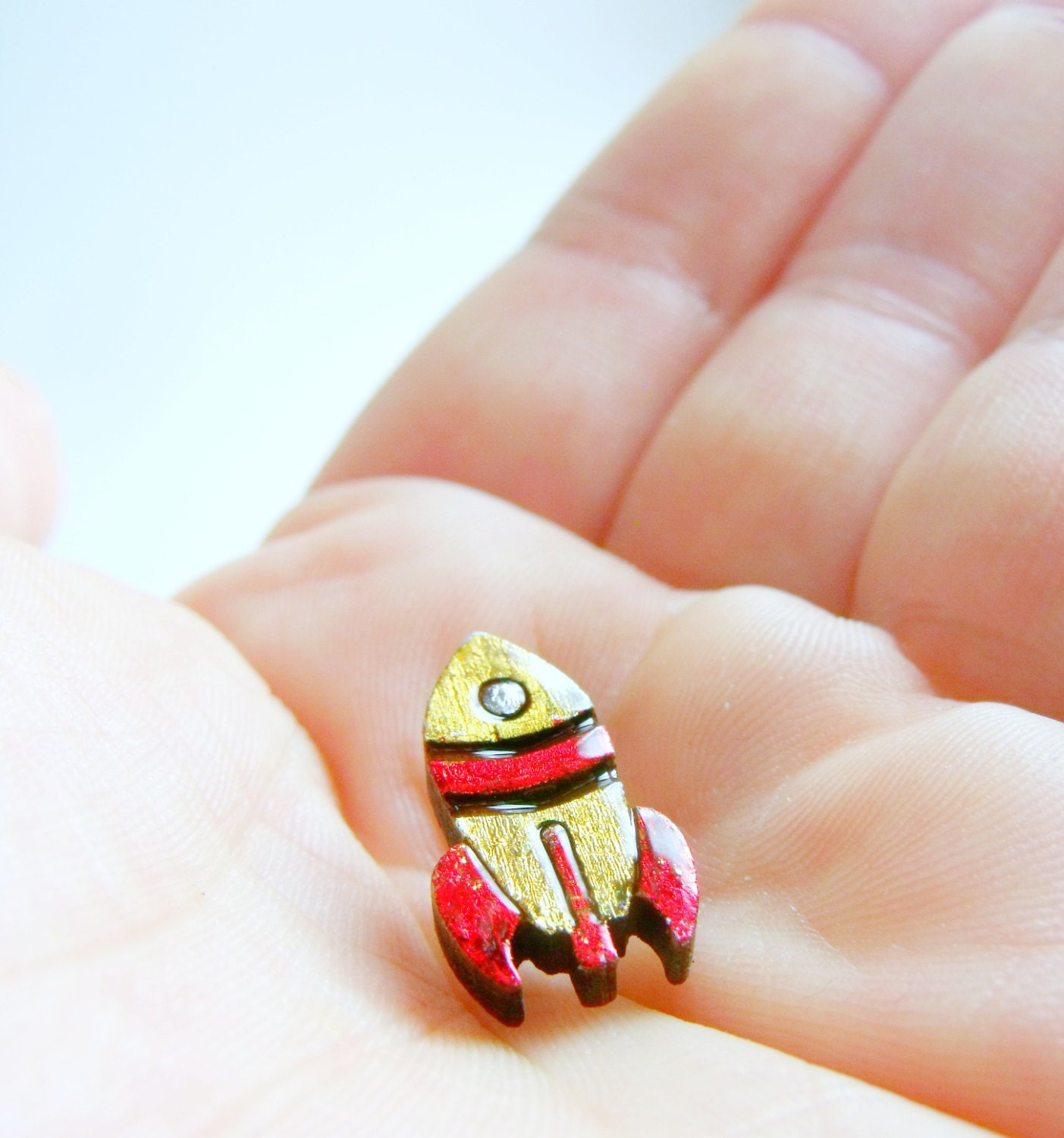 Tiny rocket pin lapel pin rocket gold rocket red rocket Etsy
