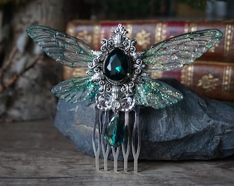 Faerie hair comb "dark green"