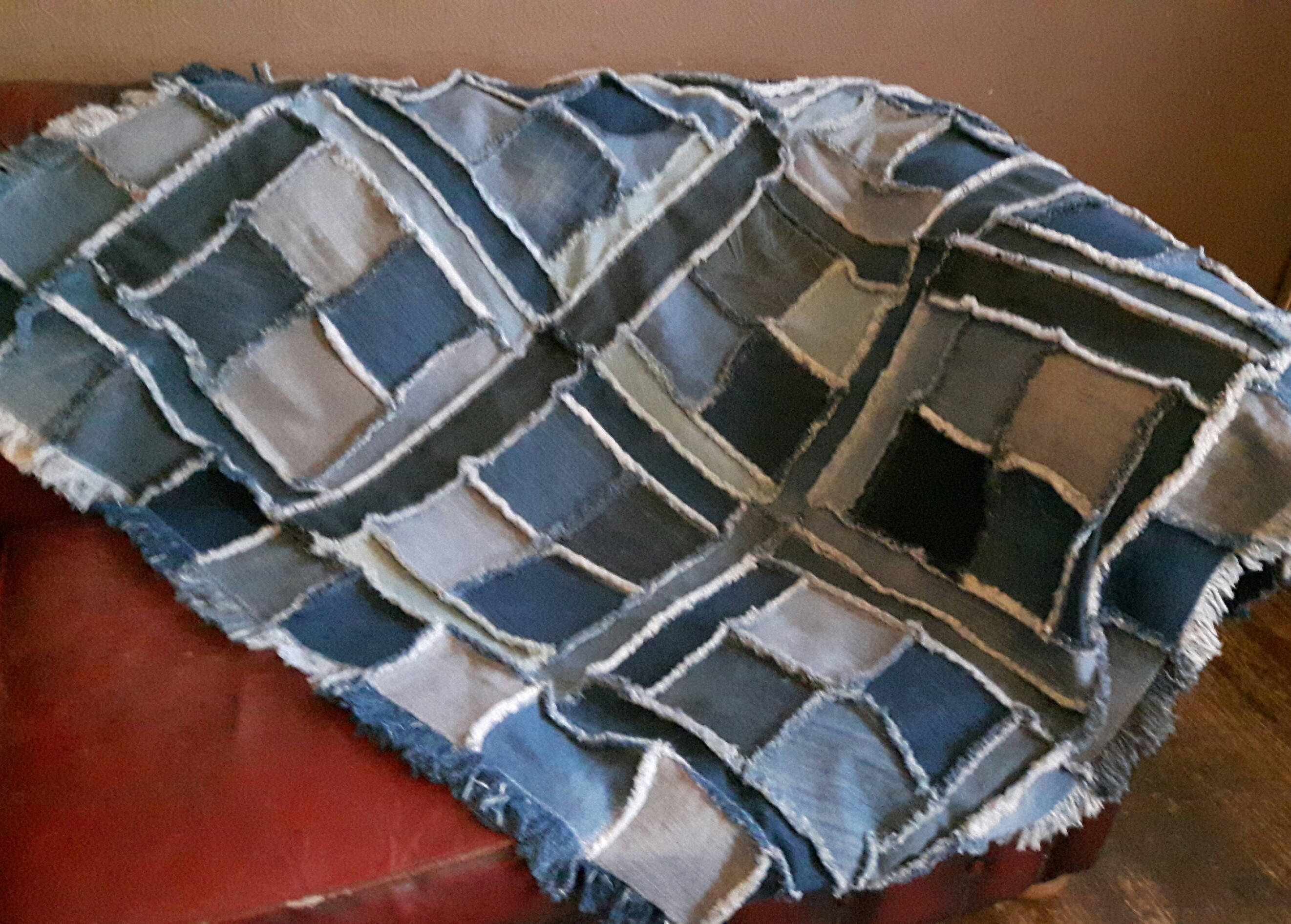 Very Large Patchwork Denim Blanket Handmade Sofa Throw Mat Etsy