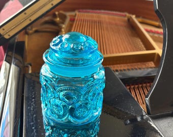 Vintage L.E. Smith Blue Moon & Stars Glass Canister - Etsy