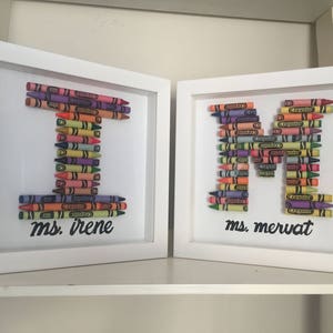 Handmade Teacher's Crayon Letter/ Name, 8"x8" Framed