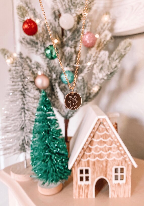 Gingerbread Mouse Necklace, Dainty Gold Filled or Sterling Silver