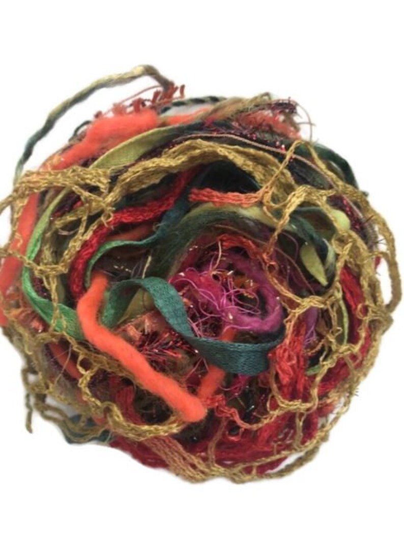 20 metres TUSCAN SUMMER Art Yarn Bundle Mixed Media Fiber Collage Textile Embellishment Eyelashes Yarn mixed novelty yarn pack