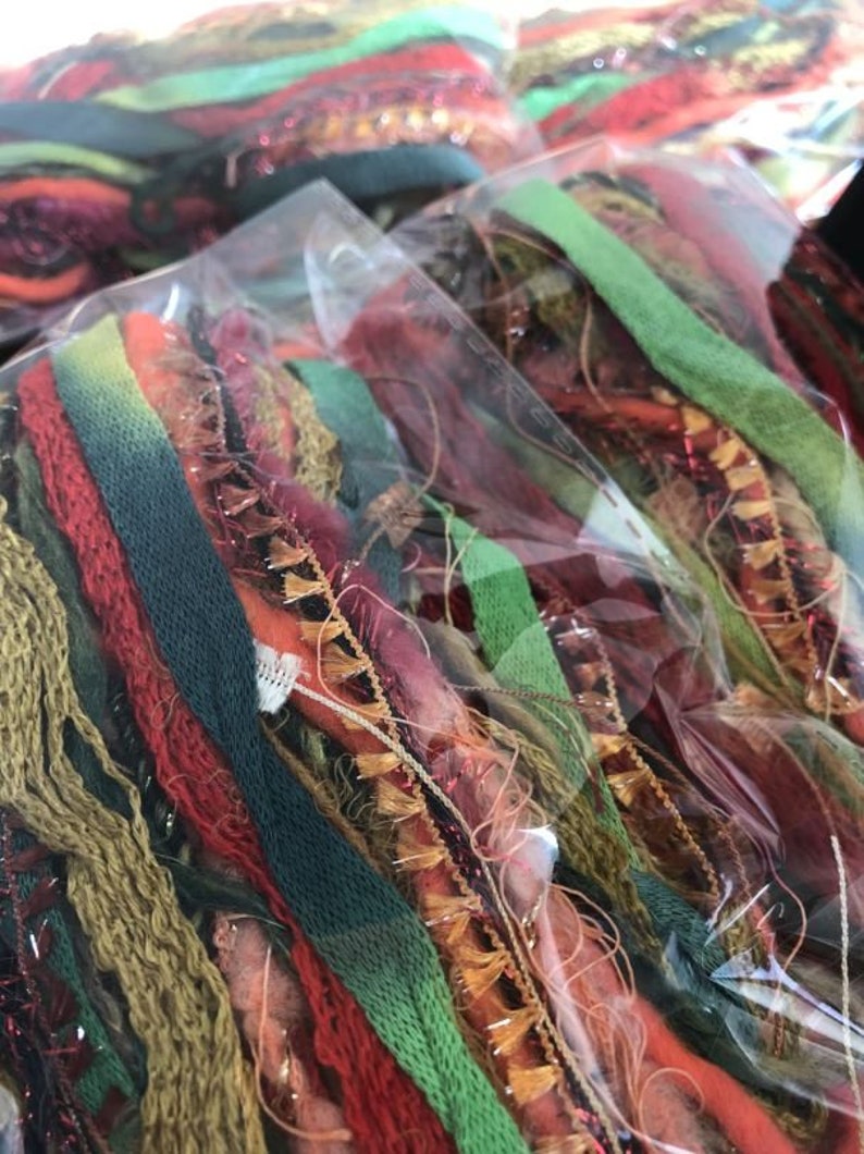20 metres TUSCAN SUMMER Art Yarn Bundle Mixed Media Fiber Collage Textile Embellishment Eyelashes Yarn mixed novelty yarn pack