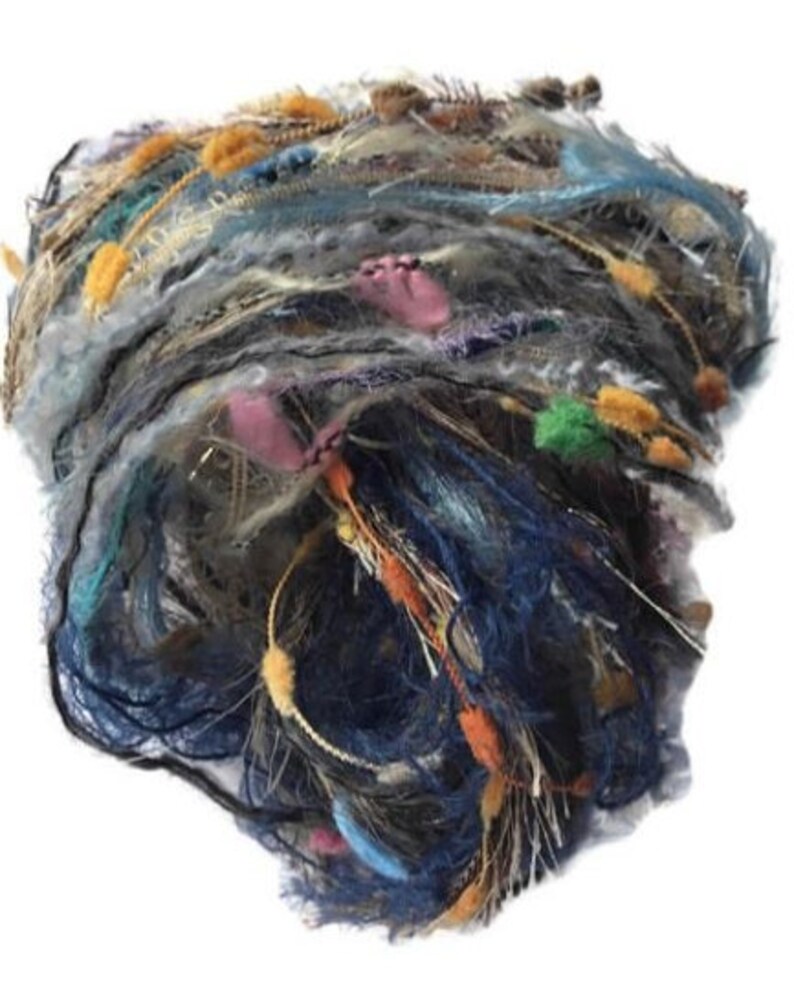 20 metres OCEAN SHELLS Art Yarn Bundle Mixed Media Fiber Collage Yarn Pack Textile Embellishment Eyelashes Yarn mixed novelty yarn pack