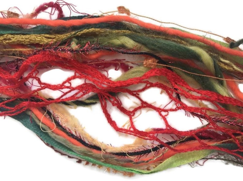 20 metres TUSCAN SUMMER Art Yarn Bundle Mixed Media Fiber Collage Textile Embellishment Eyelashes Yarn mixed novelty yarn pack