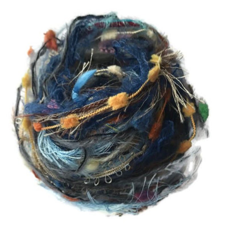 20 metres OCEAN SHELLS Art Yarn Bundle Mixed Media Fiber Collage Yarn Pack Textile Embellishment Eyelashes Yarn mixed novelty yarn pack