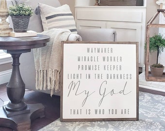 Way Maker Miracle Worker Framed Sign| Everyday Home Decor