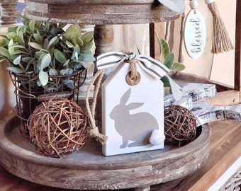 Bunny Wood Tag | Tiered Tray Sign| Tiered Tray Decor | Easter Decor| Easter Tray Decor| Spring Decor