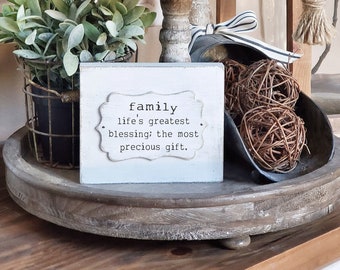 Family Sign Shelf Sitter Sign| Tiered Tray Sign| Home Decor.