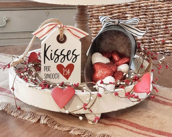 Kisses 25 Per Smooch Wood Tag | Tiered Tray Sign| Tiered Tray Decor | Everyday Home Decor| Valentines Decor| Valentine Tray Decor