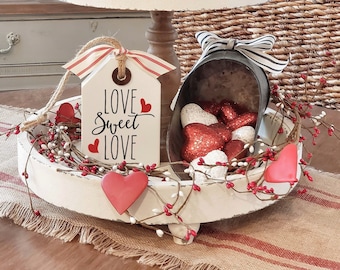 Love Sweet Love Wood Tag | Tiered Tray Sign| Tiered Tray Decor | Everyday Home Decor| Valentines Decor| Valentine Tray Decor