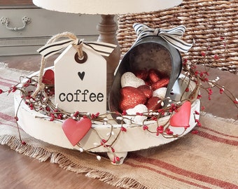 Coffee Wood Tag | Tiered Tray Sign| Tiered Tray Decor | Everyday Home Decor| Valentines Decor| Valentine Tray Decor