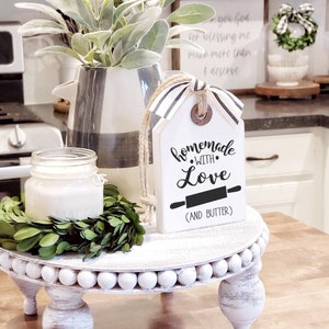 Homemade With Love And Butter Wood Tag | Tiered Tray Sign| Tiered Tray Decor | Everyday Home Decor