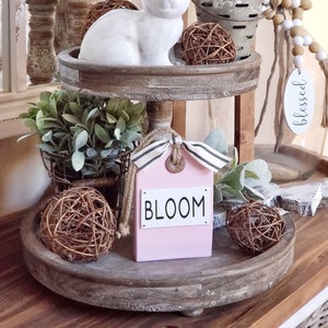 Bloom | Wood Tag | Tiered Tray Sign| Tiered Tray Decor | Spring Tray Decor. Spring Decor| Easter Decor