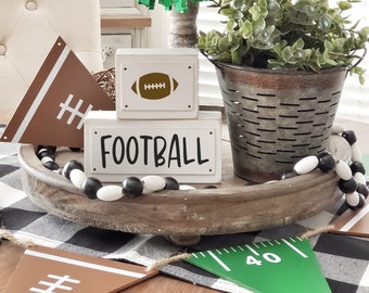 Football Stacked Block Set | Block Sign | Shelf Sitter Sign | Tiered Tray Sign | Tiered Tray Decor| Fall Decor| Football Decor
