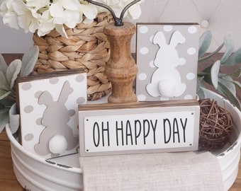 Oh Happy Day Sign Set of 3  |Tiered Tray Sign| Tiered Tray Decor | Spring Home Decor| Easter Decor| Easter Tray Decor