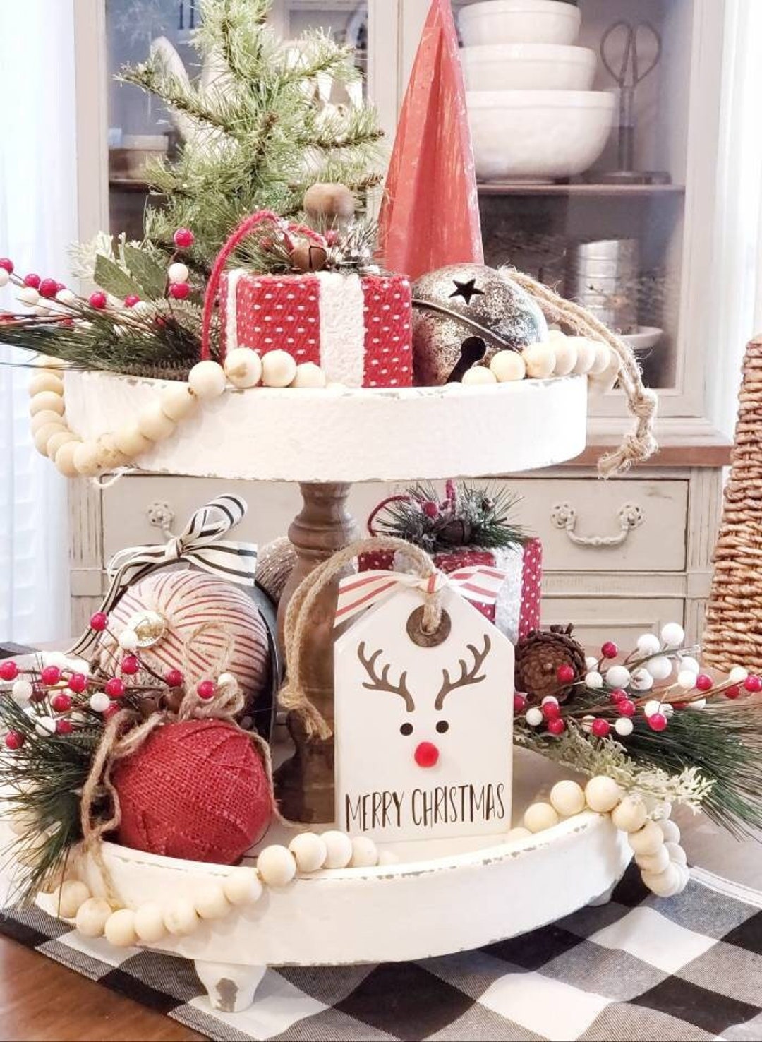 Merry Christmas Wood Tag Cocoa Sign Tiered Tray Sign Christmas Decor ...