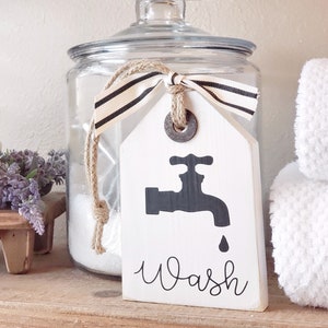 Wash tag Wood tag Wash Sign Bathroom Decor Farmhouse Bathroom Decor image 2