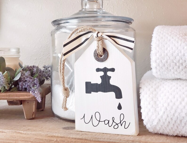 Wash tag Wood tag Wash Sign Bathroom Decor Farmhouse Bathroom Decor image 2