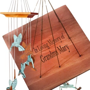 Hummingbird Memorial Wind Chime 18 inches Personalized Sympathy Hanging Branch Gift after Loss with Direct Shipping