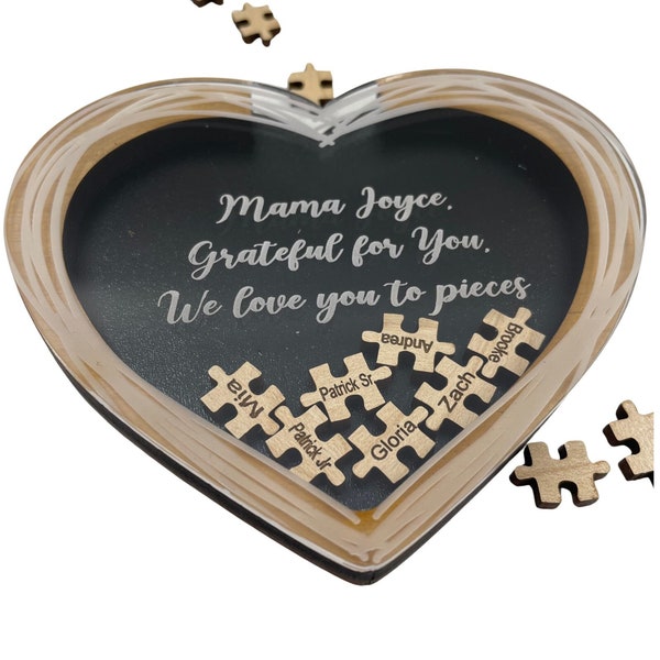 Grateful for Grandma Custom Heart Personalized Puzzle Gift for Birthday Presents Grandchildren's Names Customized Gifts for Mothers Day