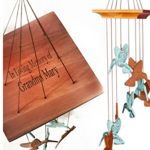 Memorial Wind Chime 18 inches Personalized hummingbird Sympathy Gift after Loss with Direct Shipping