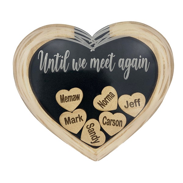 Memorial Gifts Heart Magnet "Until We Meet Again" Personalized Sympathy Gift, Add More Custom Names Honoring Those in Heaven