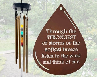 Memorial Gift After Loss Copper Wind Chimes with Rainbow Stones In Memory of a Loved One Listen to the Wind by Weathered Raindrop