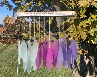 Friendship Uplifting Wind Chime Through Tough Times Stained Glass Windchime Sun Catcher Combo by Weathered Raindrop