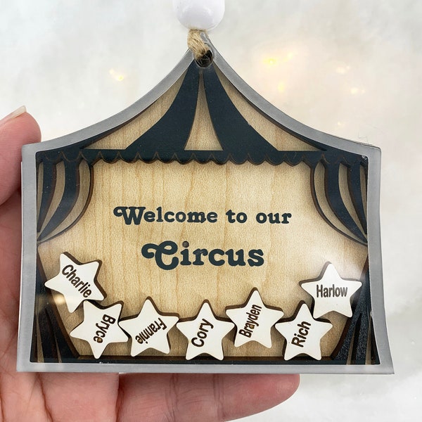 Mothers Day Gift for Grandma Ornament Personalized Welcome to Our Circus Gift for Family, with Names on Gifts Customized