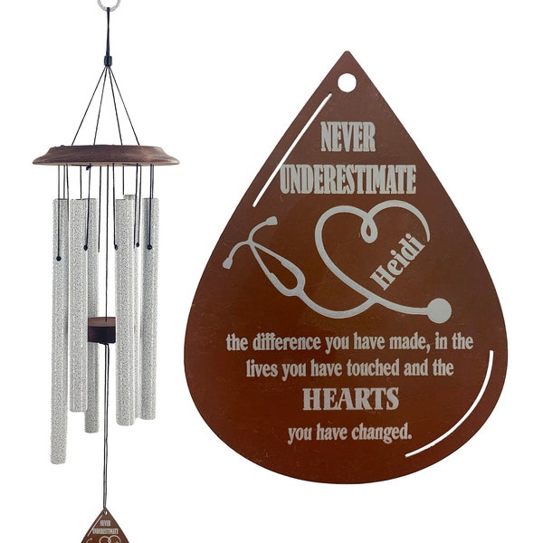 Retirement Gifts for Healthcare Recognition Gift Hospital Employee Health Care appreciation Gift Custom 34 inch Raindrop or Leaf Wind Chime