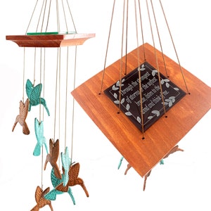 Memorial Hummingbird Gift After Loss 18 inch Soft Sweet Tone Indoor or Outdoor Wind Chime Acrylic Top Sympathy Garden