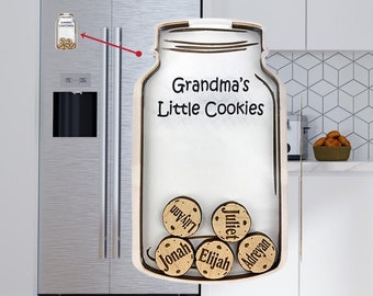 Engraved Grandma Gift Custom Cookie Jar Personalized Gifts with Grandchildren's Names Customized Family Mothers Day Kitchen Spring Decor