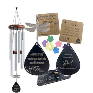 Dragonfly Memorial Sympathy Wind Chime Gifts when Words are Hard to Find Memorial Gift Wind Chimes In Silver When Dragonflies Appear