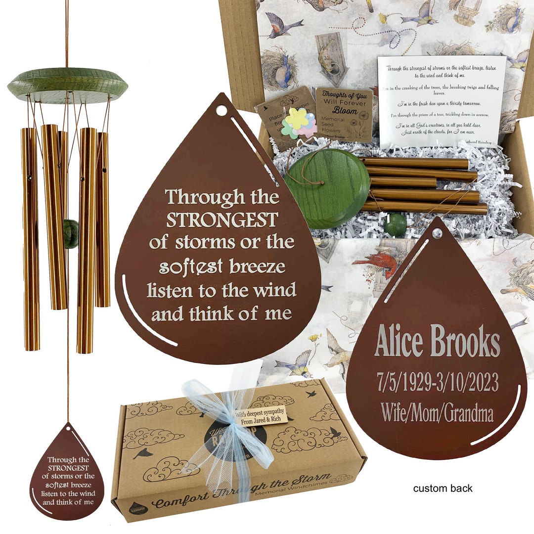 Memorial Wind Chime Gift Set With Plantable Wildflower Seeds Etsy