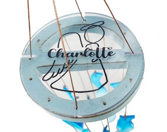 Blue Memorial Gift Personalized Gifts Angel Boy or Girl Wind Chime Sun Catcher Sympathy Gifts in Bereavement After Loss Memorial gardens