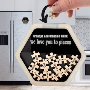 Gift for Grandparents Mothers Day Gifts Personalized Puzzle Names Magnet with Grandchildren's Names Customized Papa, Dad, PawPaw Memaw