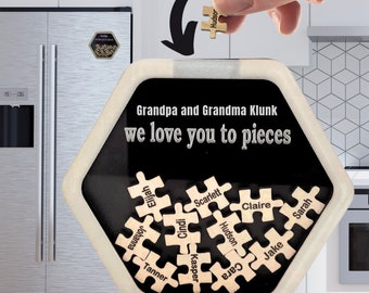 Gift for Grandparents Mothers Day Gifts Personalized Puzzle Names Magnet with Grandchildren's Names Customized Papa, Dad, PawPaw Memaw