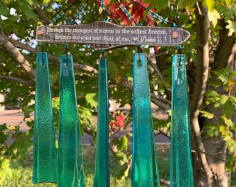 Sympathy Gift Comforting Wind Chime Through the Storm Acrylic Memorial Wind Chime Blue