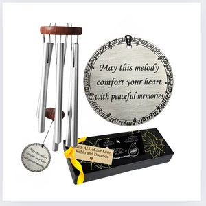 Memorial Comfort Gift Wind Chime Gifts in Remembrance Silver Loss Music Notes Wind Sympathy 28 inch In Memory Outsoor Garden Gift