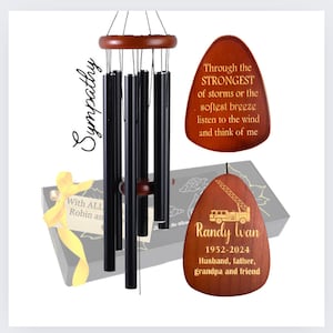 Firefighter Memorial Wind Chime Firetruck Personalized black Listen to the Wind Sympathy Gift Outdoor Garden Décor Bereavement