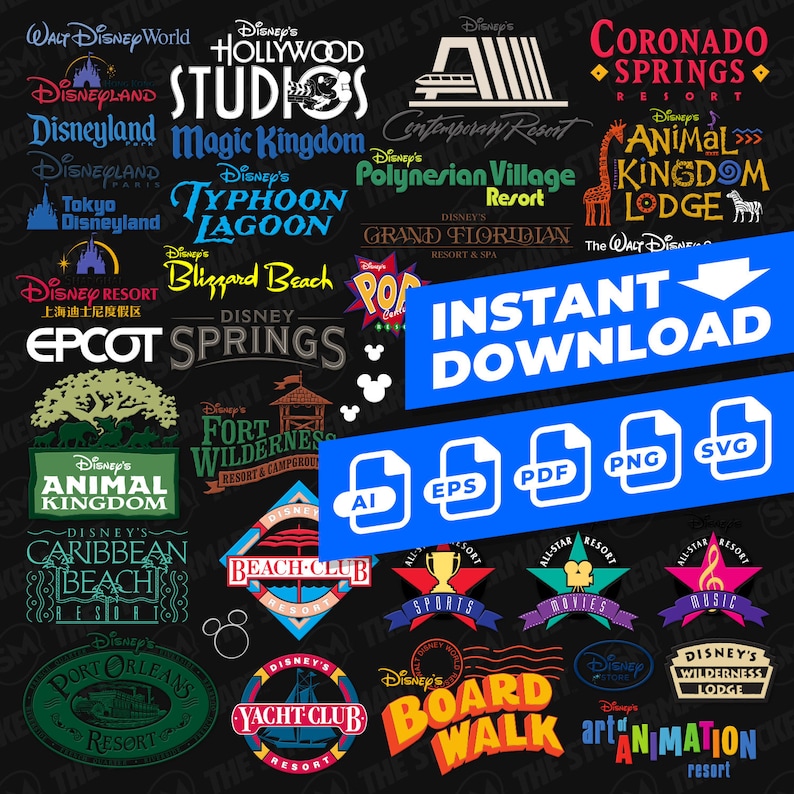 Download 34pc Disney Park & Resort Logo ai dxf eps pdf png svg | Etsy