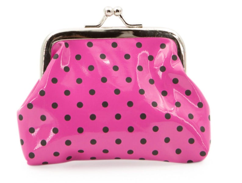 Fun Poka Dot Pink With Black dots Coin Purse Classic Clapse