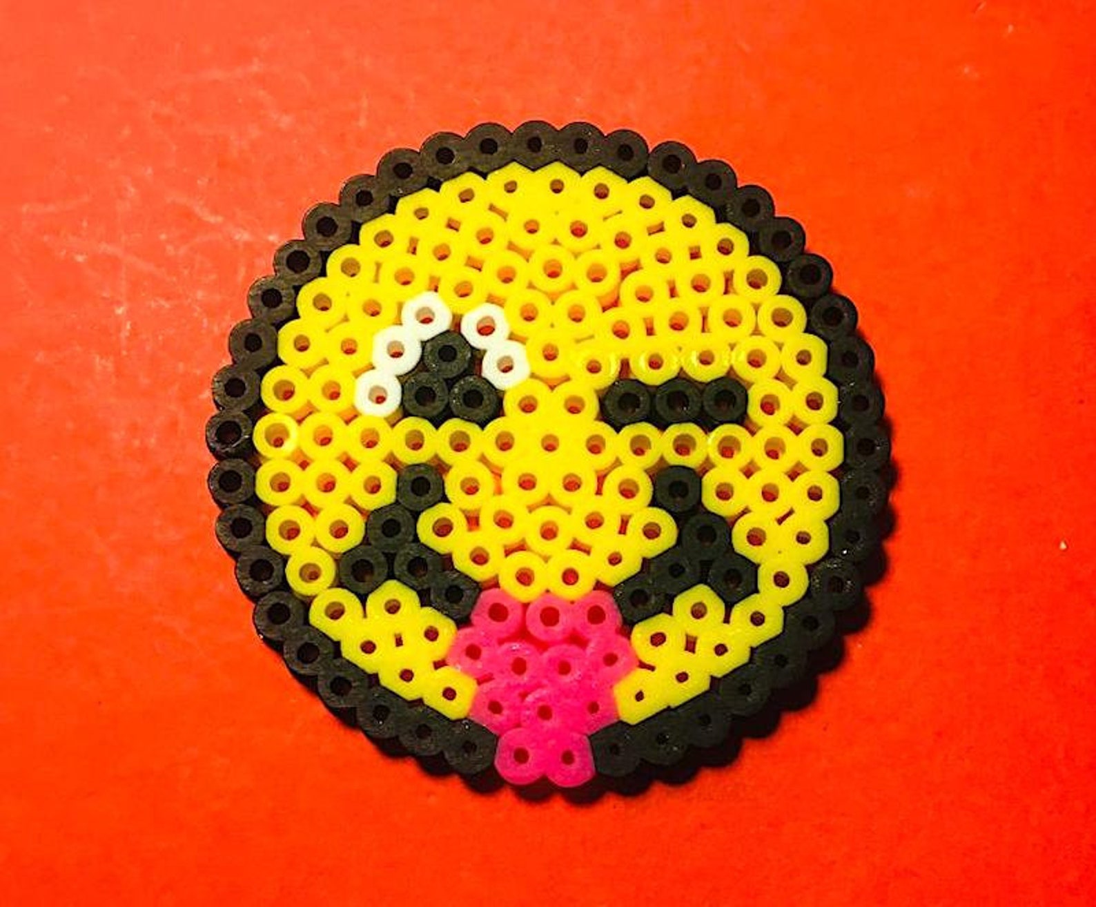 Perler Bead ArtEmoji Smiley Face Winking With Tongue Out Etsy