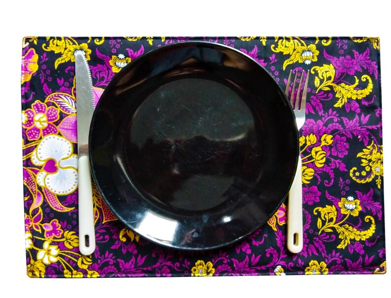 Set 4 Indonesia Batik Flowers Dining Table Mat,Table Decor,Table Mats,Flowers Placemat. Kitchen Placemats