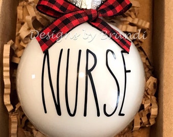 Rae Dunn inspired ornament / Nurse ornament / Nurse  / Nurse Christmas gift /  Farmhouse ornament / Nurse gift / Nurse Appreciation