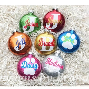Personalized Glitter Ornaments / Personalized Christmas Ornaments / Personalized Ornaments / Personalized Pet ornaments