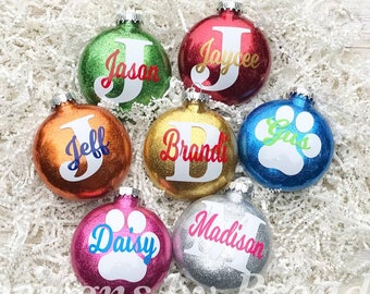 Personalized Glitter Ornaments / Personalized Christmas Ornaments / Personalized Ornaments / Personalized Pet ornaments